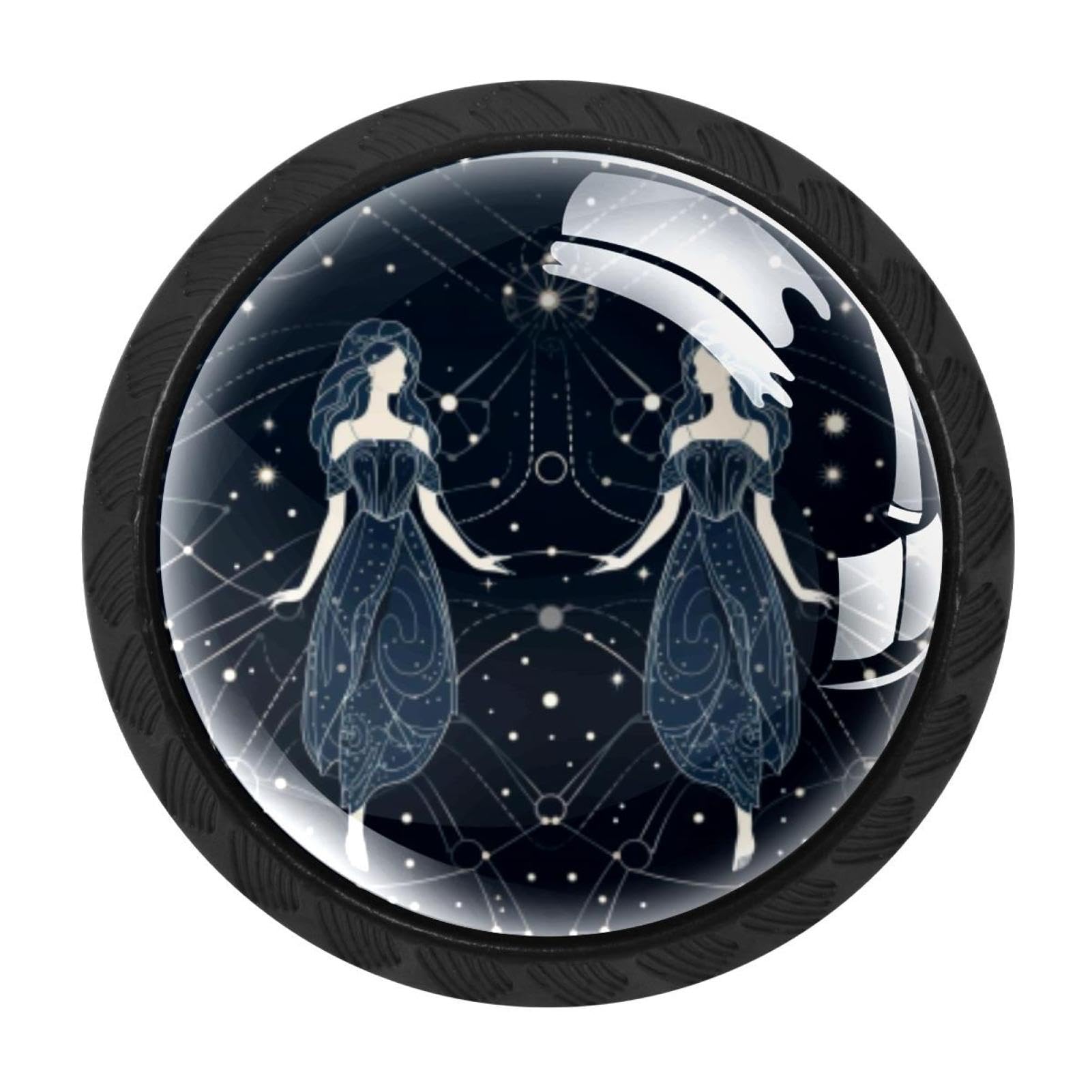 Chenzzzz Multicolored 05 4 Pcs Gemini Zodiac Signs Cabinet Knobs Crystal Drawer Pulls For Kitchen, Bathroom Cabinet, Dresser And Cupboard