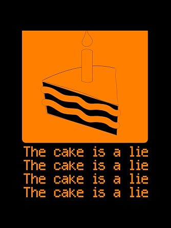 JINX Portal 2 Men's The Cake is A Lie Premium Cotton T-Shirt, Black, -Large
