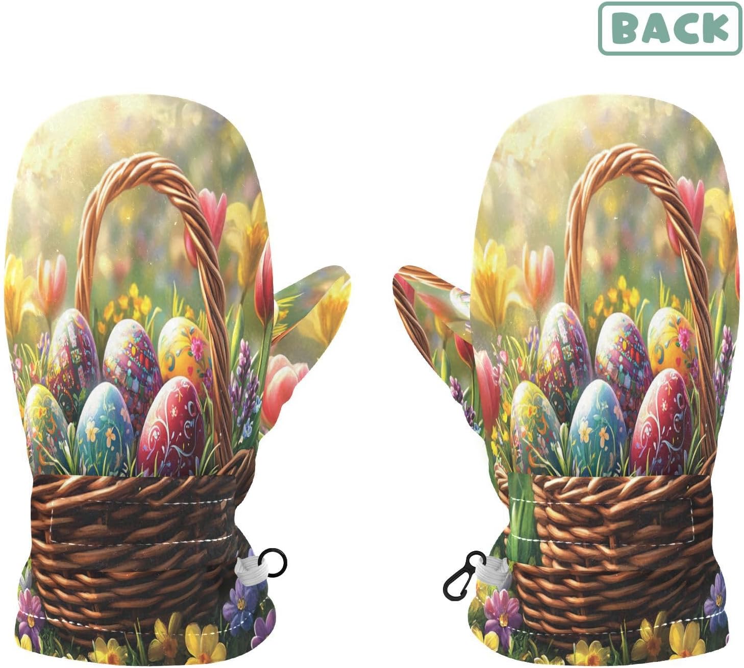 Eggs Easter Flowers Toddler Mittens Kids Winter Gloves Fleece Lined Warm Infant Mittens for Baby Girls S