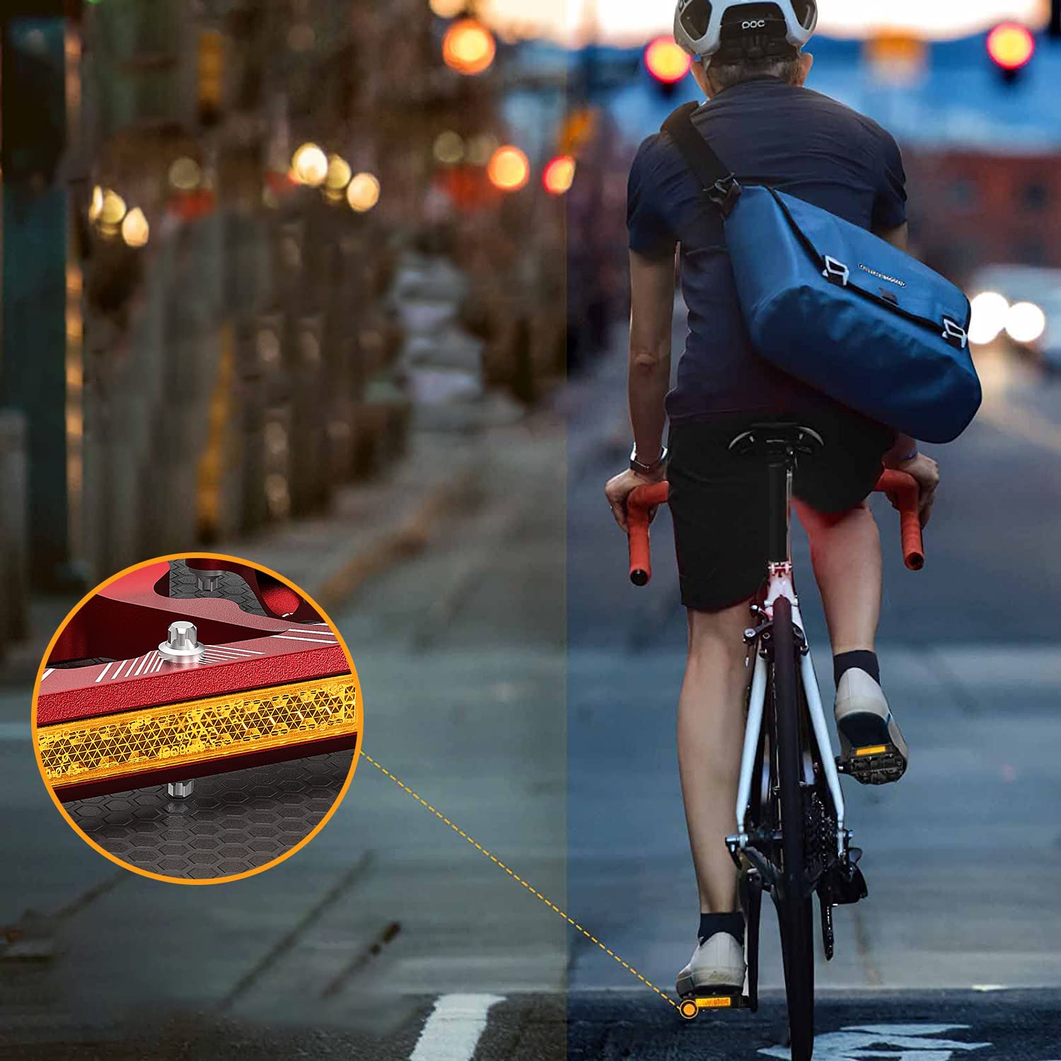 GEWAGE Pedales de Bicicleta con Reflectantes, 3 rodamientos sellados, Plataforma CNC Antideslizante de Aluminio, 9/16", para MTB, Carretera y E-Bike