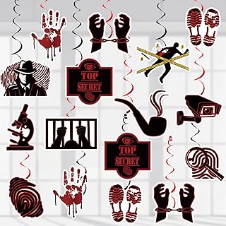 Crime Scene Decorations Murder Mystery Top Secret Hanging Swirls Detective Party Decorations