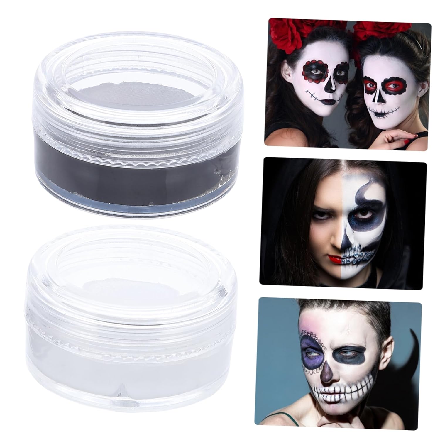 2pcs Halloween Makeup Body Paint Face Painting Kits for Special Effects Clown Skull Face Ghostly Look Safe Easy to Apply
