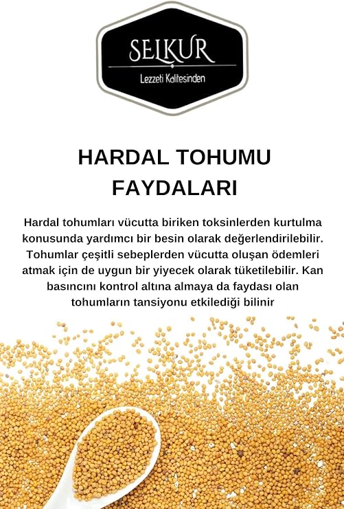 SELKUR Sarı Hardal Tohumu(KATKISIZ,ELENMİŞ) 1kg