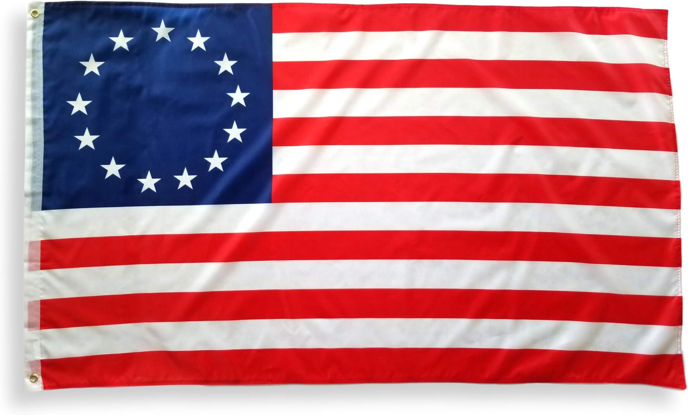 3x5 Betsy Ross Flag with Two Brass Grommets, Double Stitched Edges, and 100% Polyester Fabric , 13 Star Flag 3x5 , Revolutionary War 3x5 American Flag , Old American Flag US History Colonial Flag