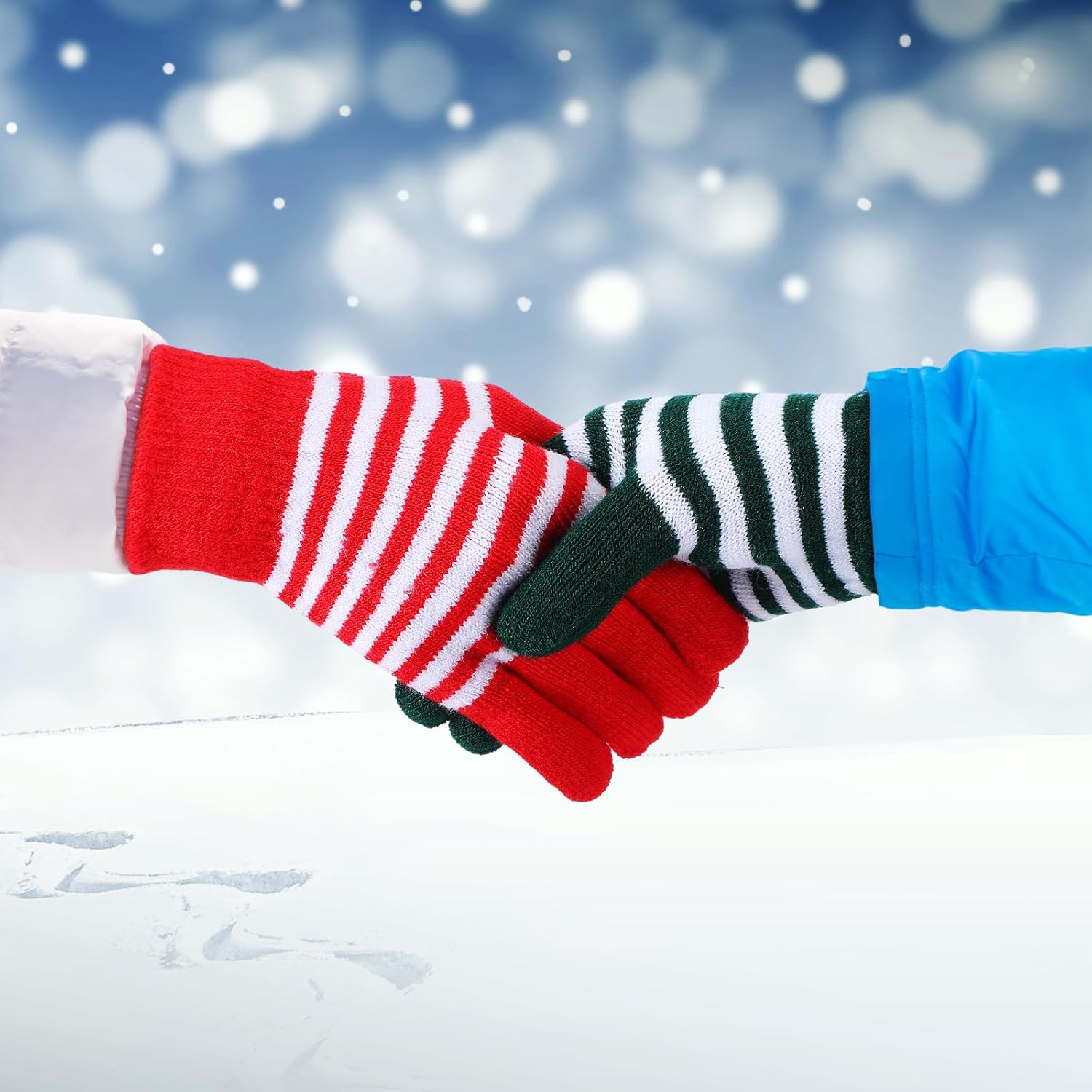 Geyoga 18 Pcs Christmas Winter Knitted Hat Scarf Gloves Set, Santa Hats for Adults Xmas Beanie with Pom Bulk Long Knit Scarf Gloves for Women Men - Image 6