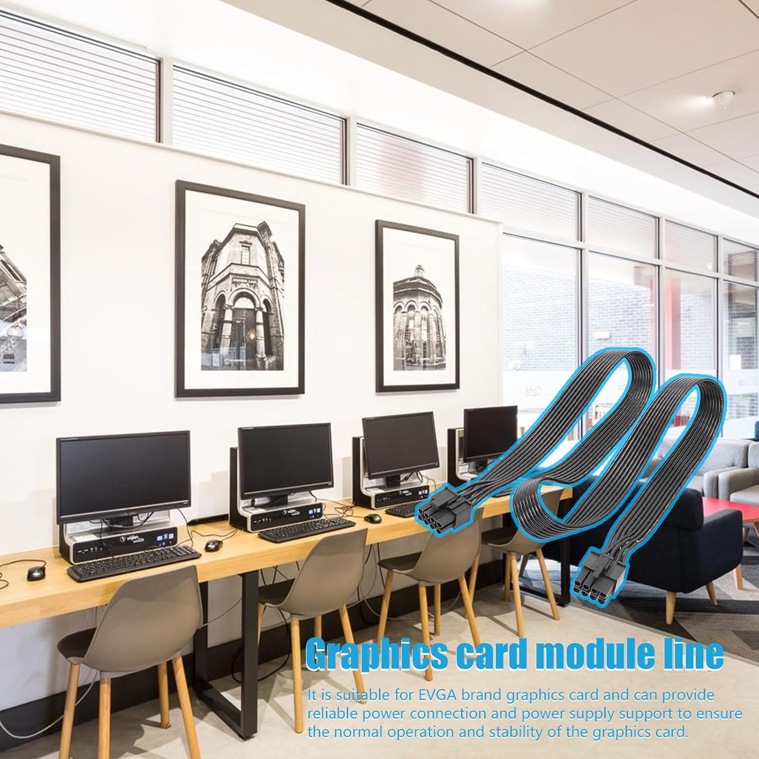 Modular Power Supply VGA Cable | 8-Pin Graphics Adapter Cable | VGA Graphics Extension Cable, Graphics Card Power Cable for 8-Pin 8P to 6+2P Flat Line Vakuum