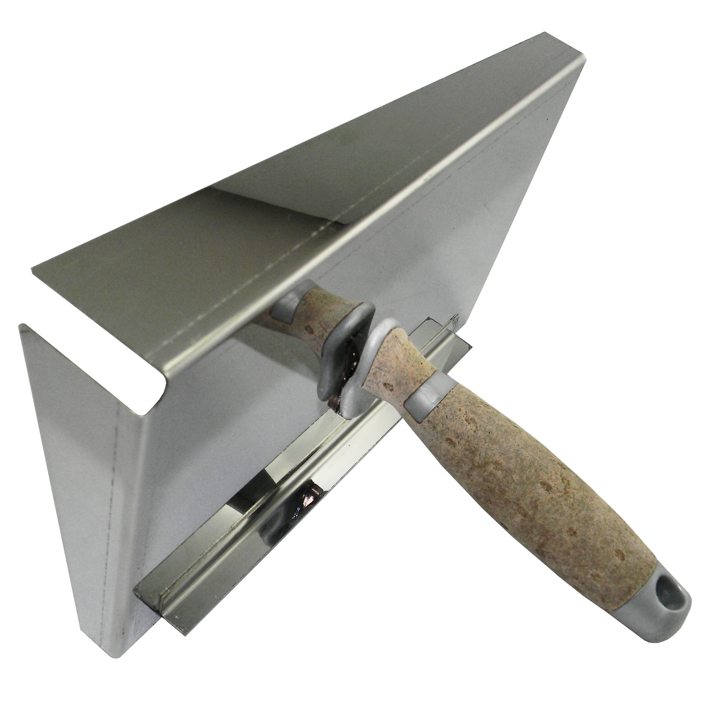 Fugblech Edelstahl, Profi Ledergriff Premium, 245 x 155mm x 50mm Verfugungsblech + Fugenkelle 10 mm, 12mm, SET CT04