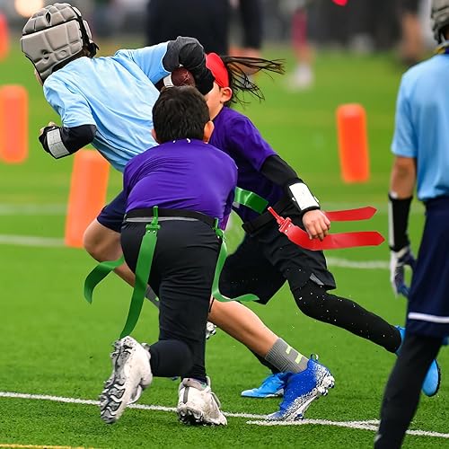 Vista 65 de Hungdao Cinturones y banderas de fútbol para 12 jugadores, cinturones de fútbol ajustables para niños, adolescentes, adultos, entrenamiento en Rojo