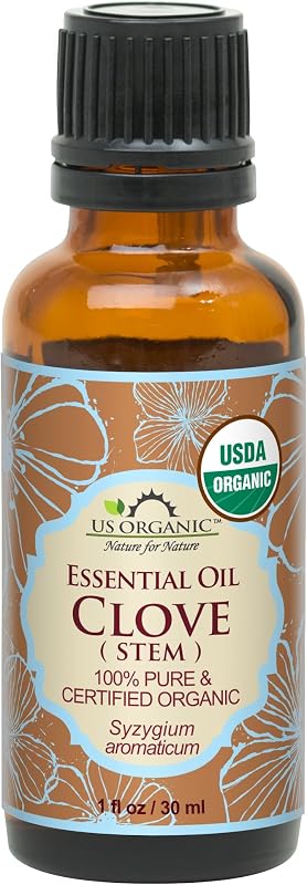 US Organic Óleo essencial de cravo-da-índia do caule, destilado a vapor, 30 mL