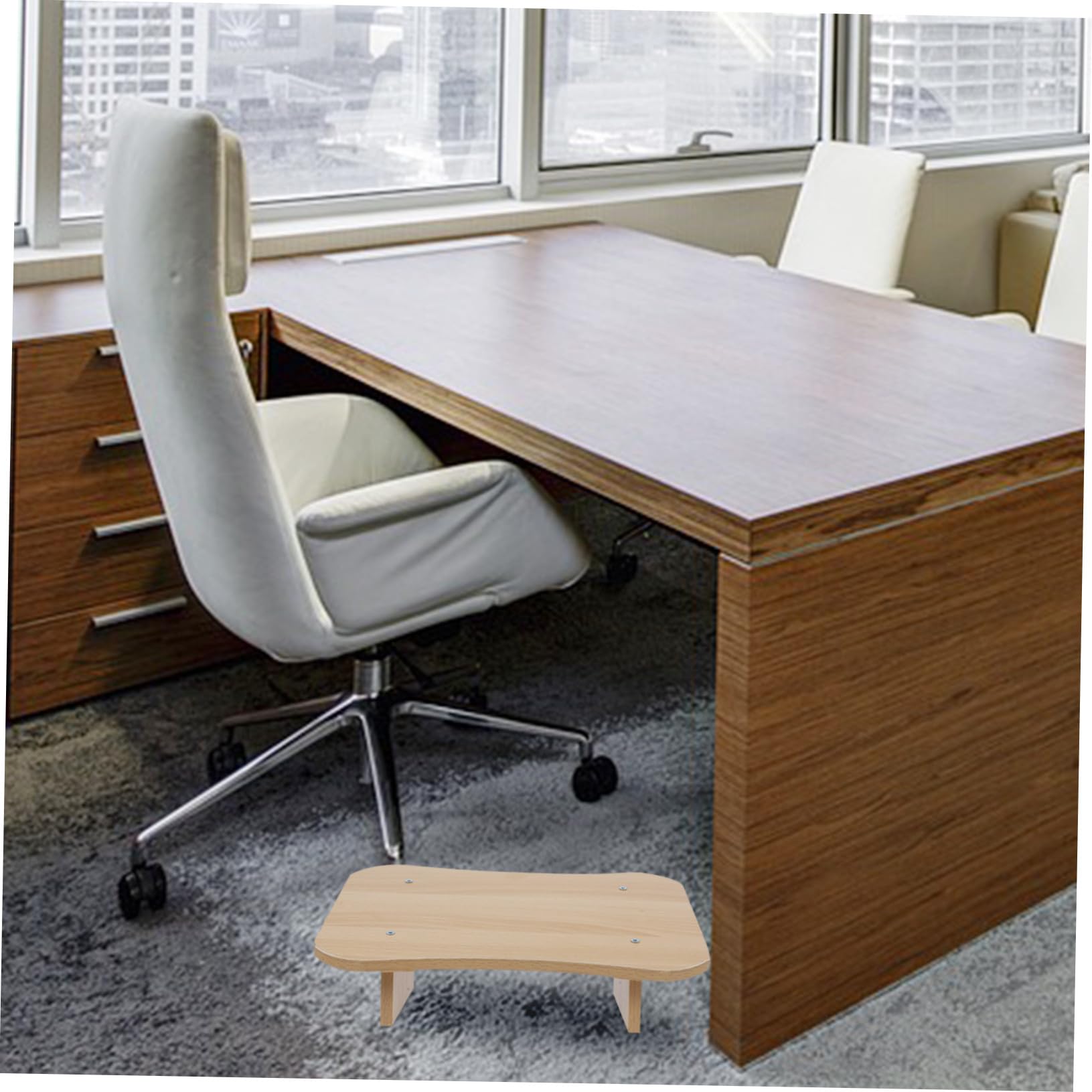 DOITOOL Taburete Reposapiés de Oficina Multifuncional de Madera Natural Soporte Ergonómico para Pies bajo Escritorio Portátil y Ligero para y Trabajo
