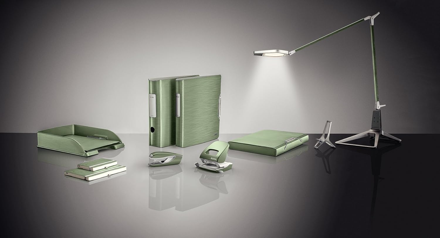 Leitz Hole Punch, 30 Sheets, Guide Bar with Format Markings, Metal, Style Range, 50060053 - Celadon Green