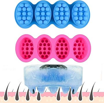Massage Silicone Soap Molds 127ml Unique Hair Brush Soap Bar Molds at Home (Blue and Pink)