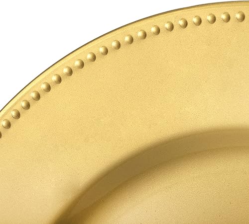 Miniatura 3 de Okllen 12 Pack Plastic Gold Charger Plates, 13" Round Beaded Charger Plates for Wedding, Catering Event, Tabletop Decor