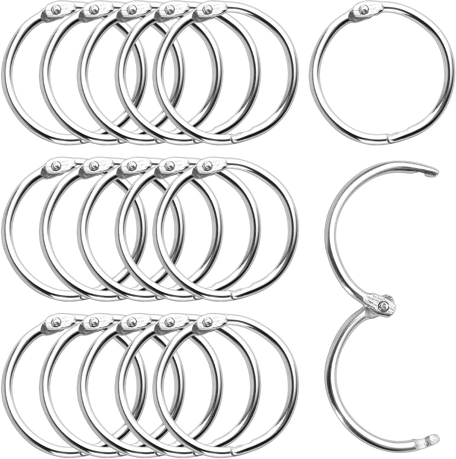 50 Pack Loose Leaf Binder Rings, Binder Rings 3 in, Metal Rings for Index Cards, Notebooks, Key Clip, Curtains, Handicraft Weaving, Keychain Key Ring for Home or Office