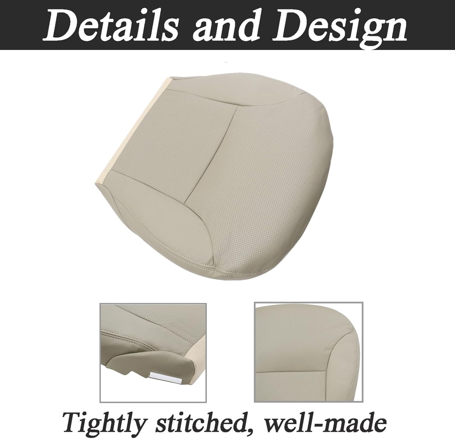 NLQR Front Driver and Passenger Side Bottom Replacement Seat Covers Tan Microfiber Leather Compatible with Lexus ES300 ES330 2002 2003 2004 2005 2006