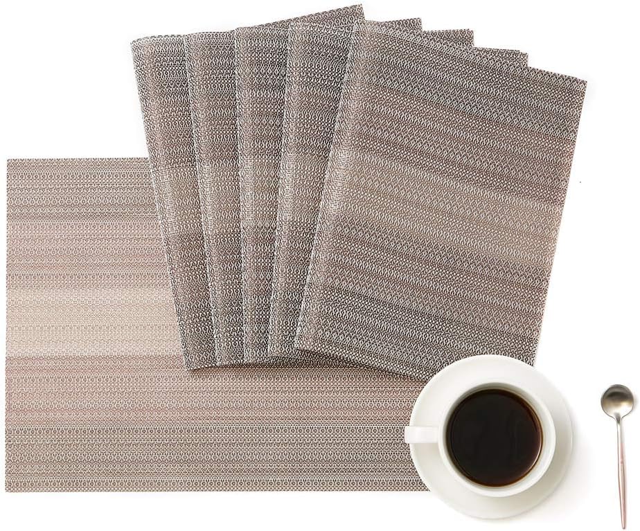 DOLOPL Placemats Set of 6 Easy to Clean Non Slip Heat Resistant Washable Woven Vinyl Placemat Farmhouse Modern Christmas Coffee Table Mats for Kitchen Dining Dinner Table