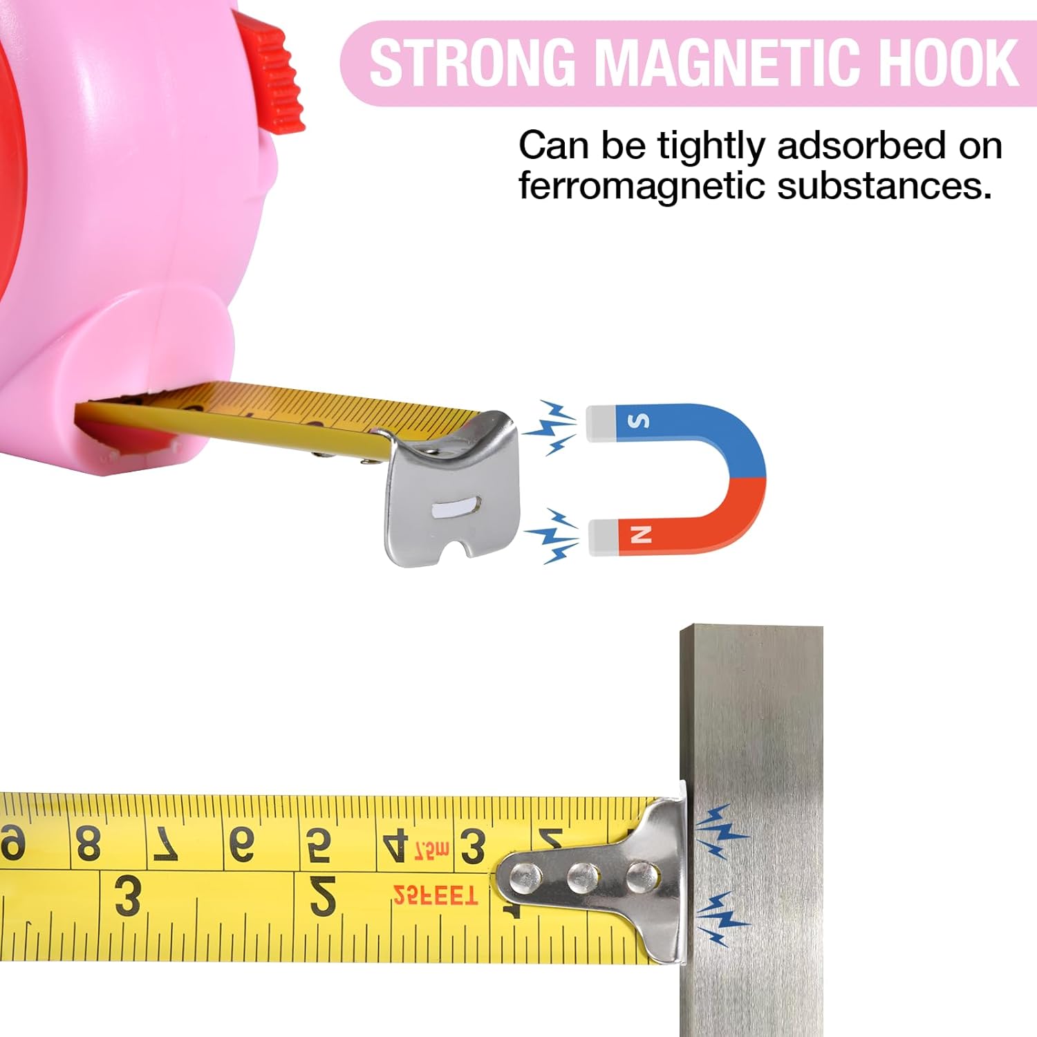 Pink Tape Measure, 25-FT Self-Lock Measuring Tape(Pink)