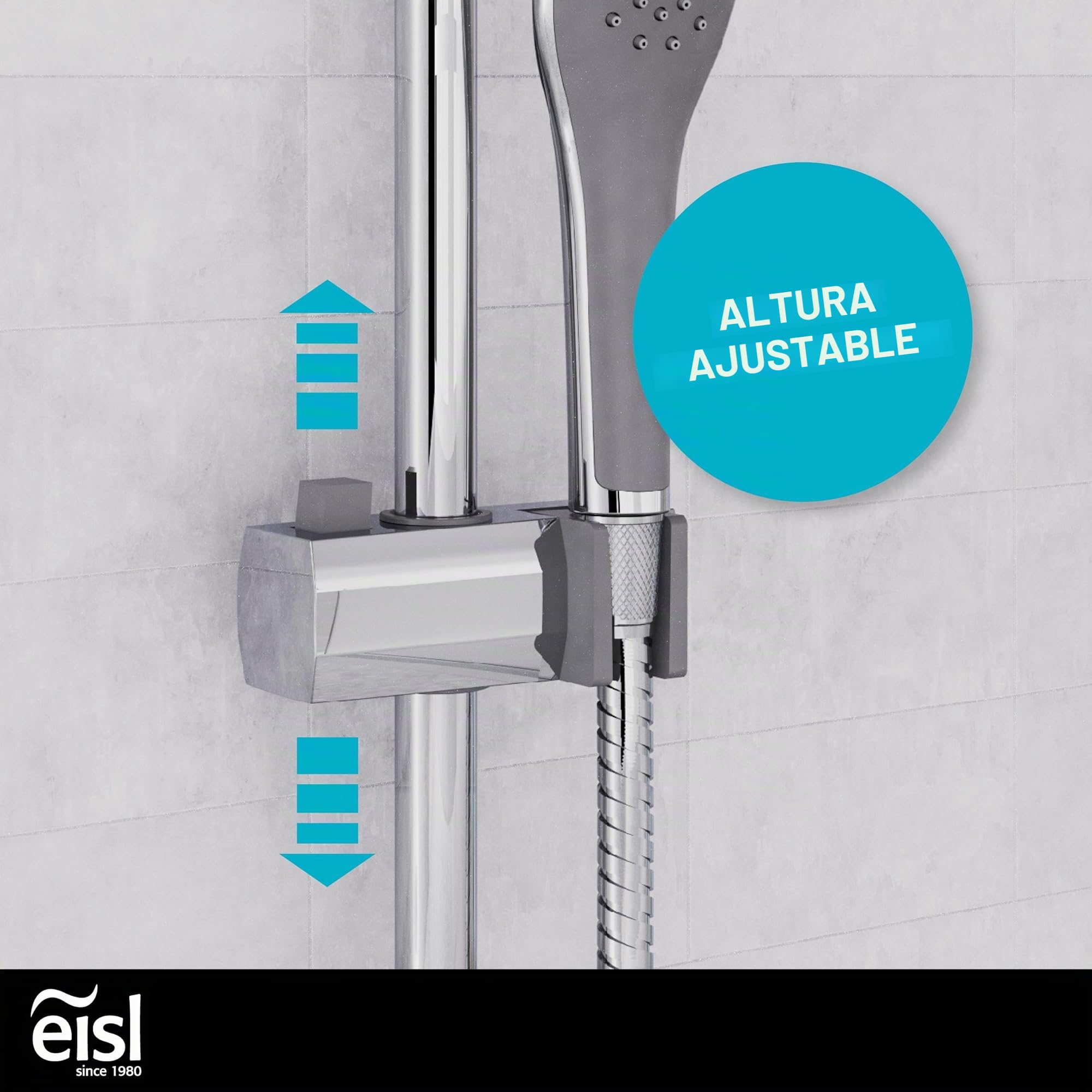 EISL Easy Fresh DX12006 Conjunto de ducha sin grifo, conjunto 2 en 1, ducha mural grande y teleducha, rociador sin grifo, kit de instalación completo, cromo