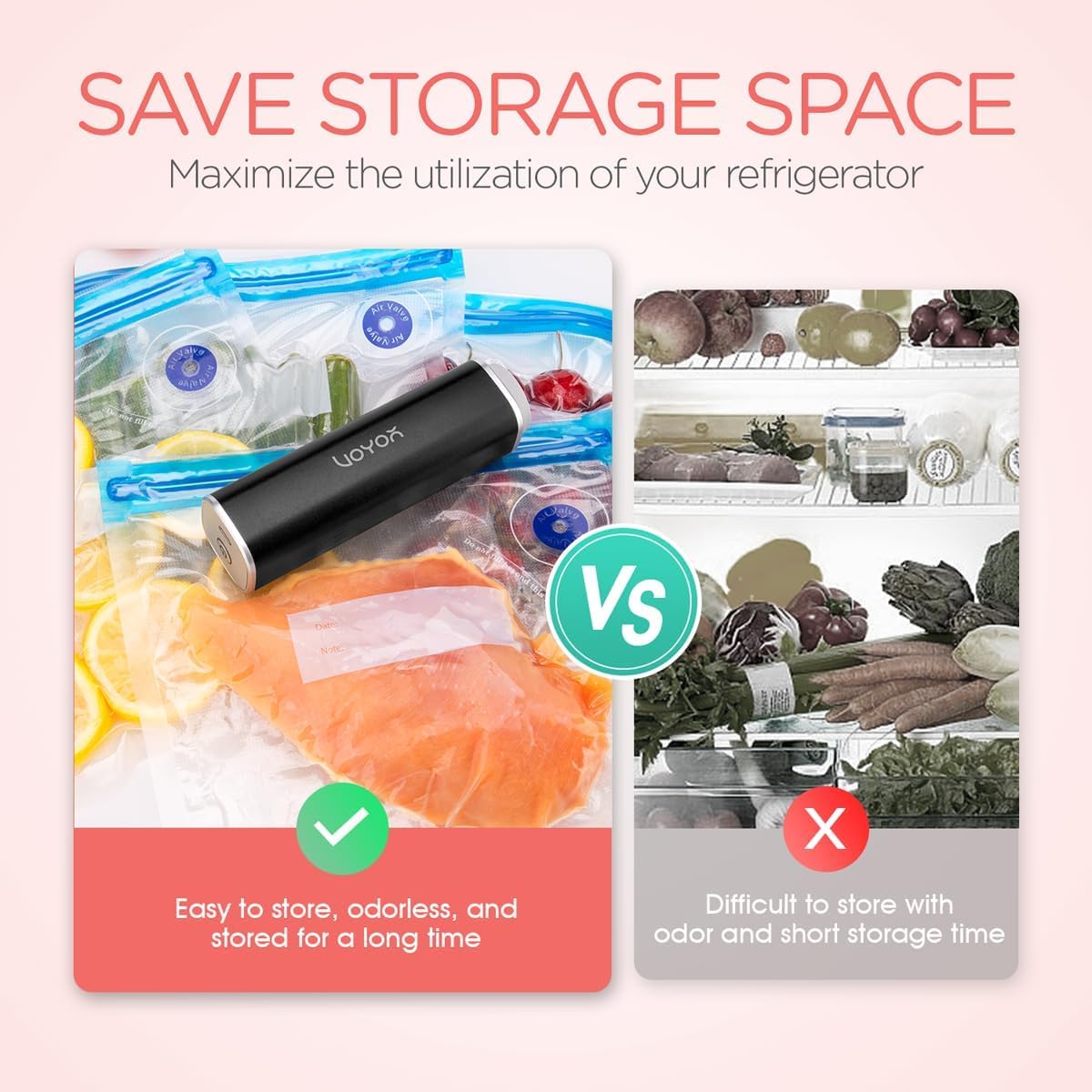 VOYOR Handheld Vacuum Sealer Portable & Cordless Vacuum Sealer - Vacuum Sealer Bags for Food 21 PCS