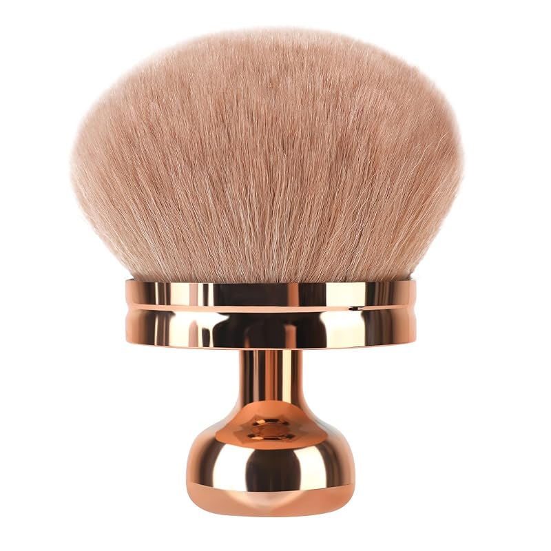 Pincel extragrande para maquiagem no rosto e corpo TOSOUATOP, cabeça redonda de 8,38 cm, Light Rosegold-Brown
