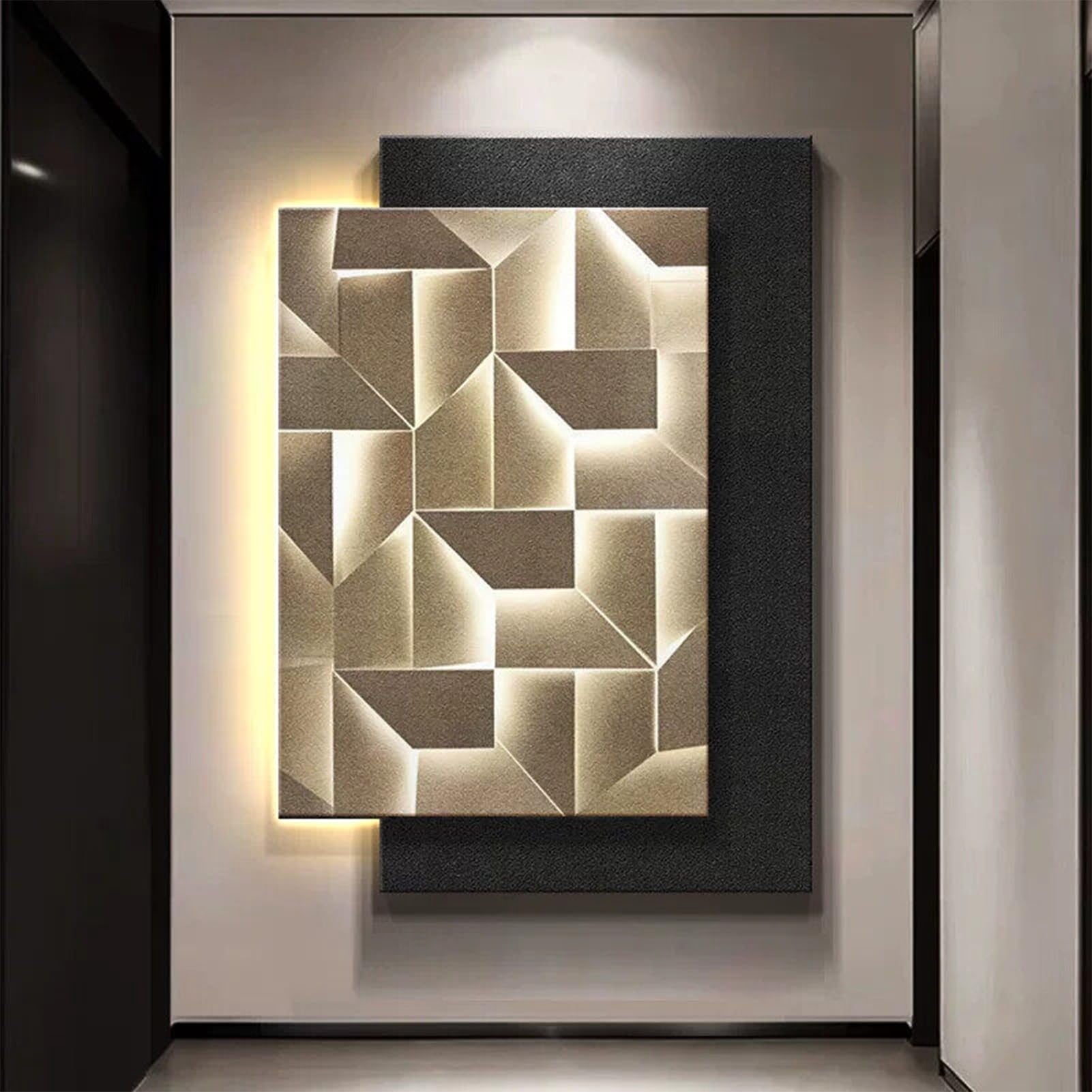Décoration murale en grès avec lumière LED salon 3D