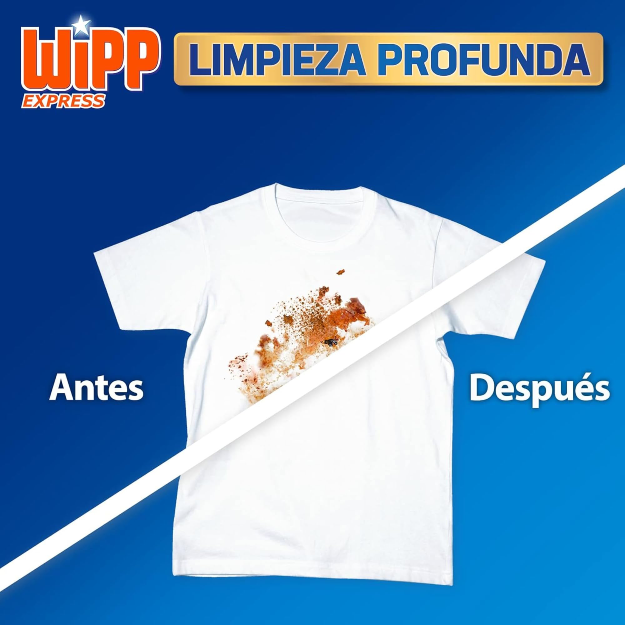 Wipp Express Limpieza Profunda Plus Frescor Activo, Detergente Liquido para Lavadora, 53 lavados - Pack de 3 - Total 159 lavados - Total 7,15 Litros