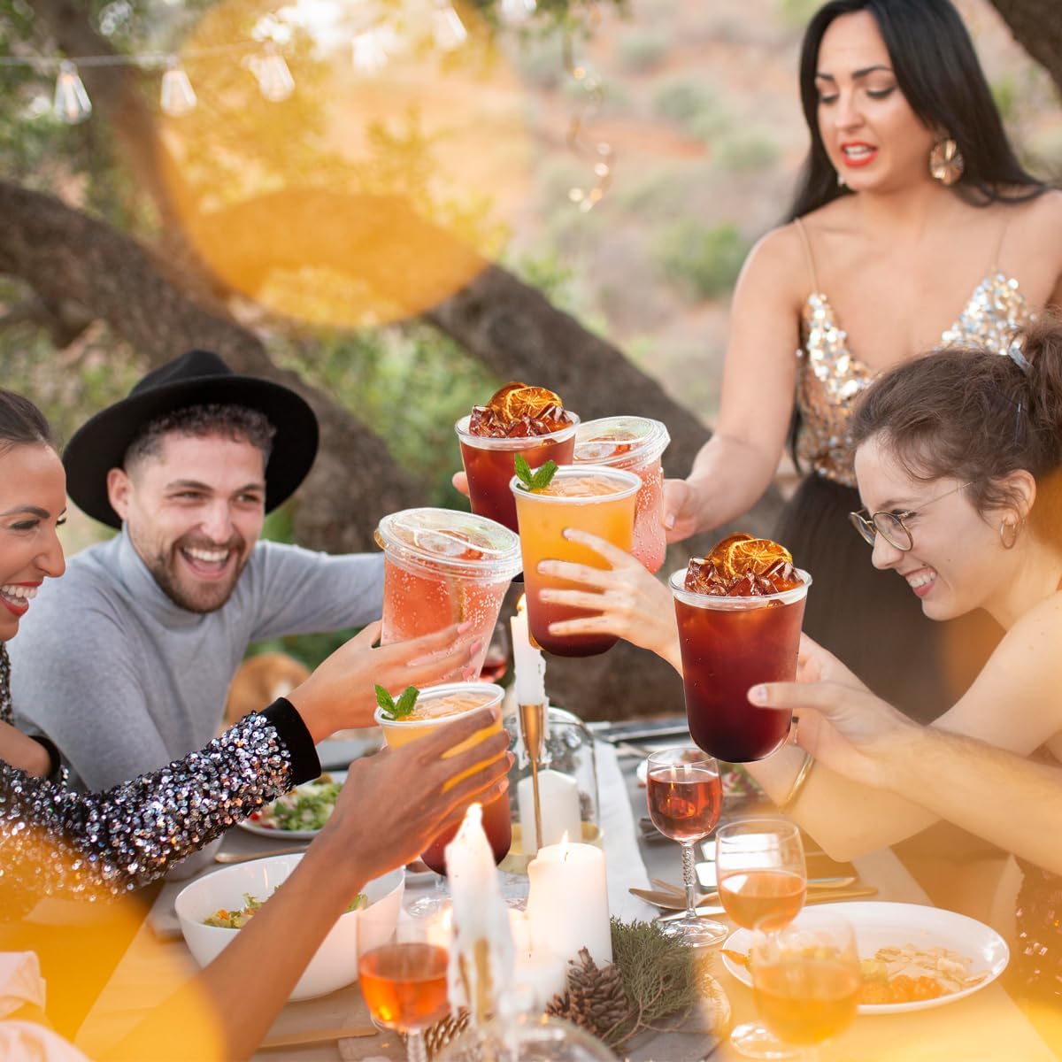 Clear Plastic Cups with Lids, 16 oz, 50 Pack Disposable Beverage Containers for Iced Coffee, Smoothie, Milkshake, Cold Drinks, Party Catering - Image 6