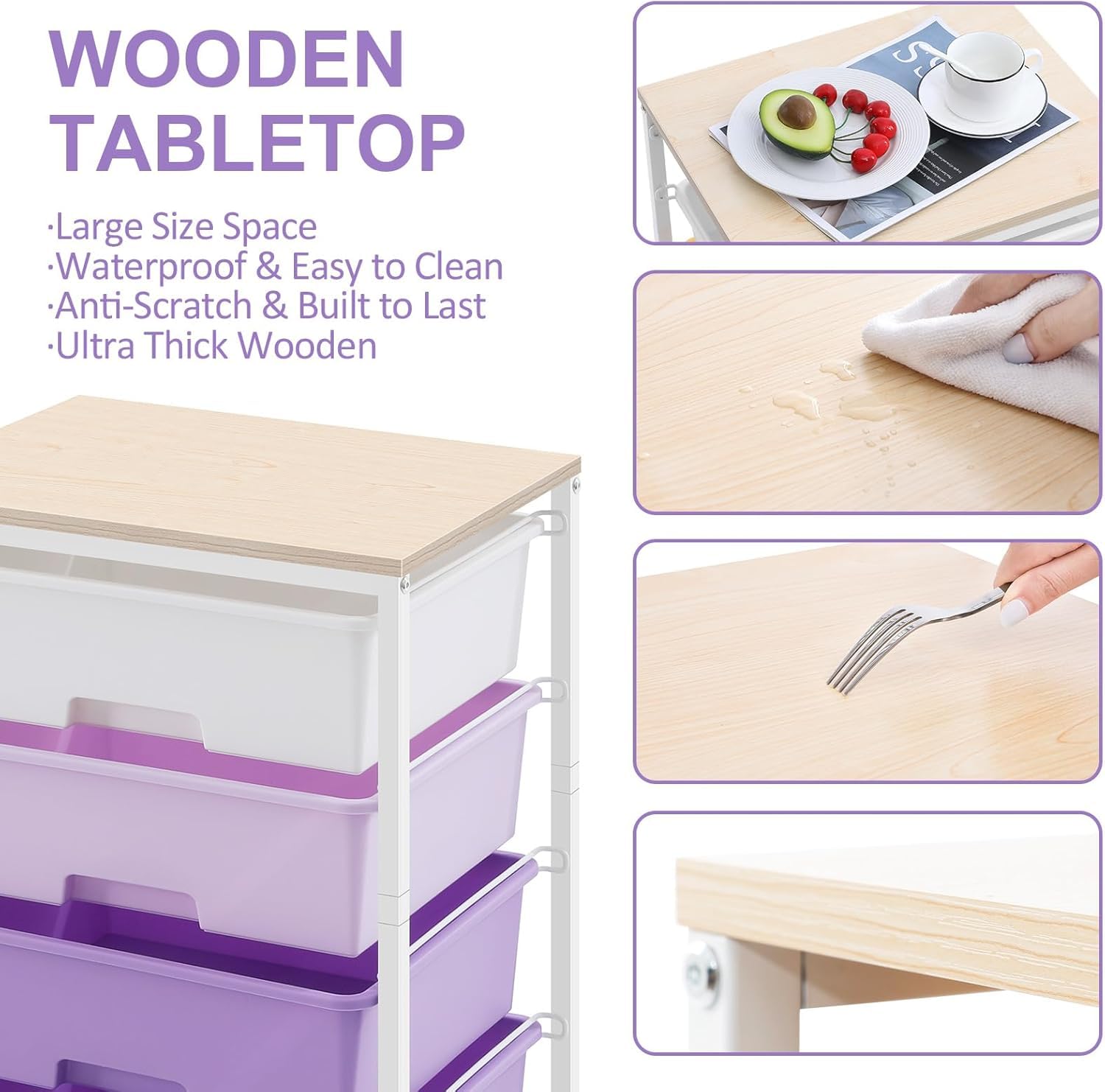 Carrello portaoggetti con 12 cassetti e ampio piano di lavoro, Cassettiera con 4 ruote per soggiorno e cucina 8 colori