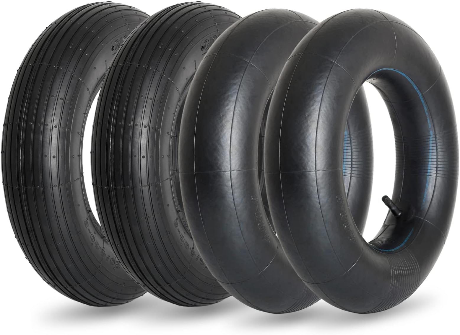 GIGOOL 4.80/4.00-8" Replacement Tire and Inner Tube Set, 2 Pack, 15" Heavy Duty Tire and Wheel, TR-13 Straight Valve Stem, for Wheelbarrow Trolley Dolly Garden Wagon Wheel Replacemen