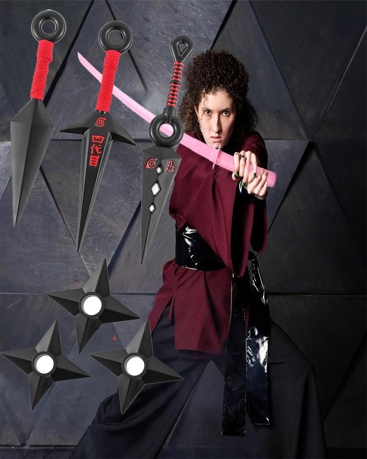 6PCS Kunai, Three Red and Three Black Figurines, Collectible Display Items for Home Decor, Perfect Gift for Anime Fans and Cosplay Enthusiasts, High Quality Material - Image 5 thumbnail