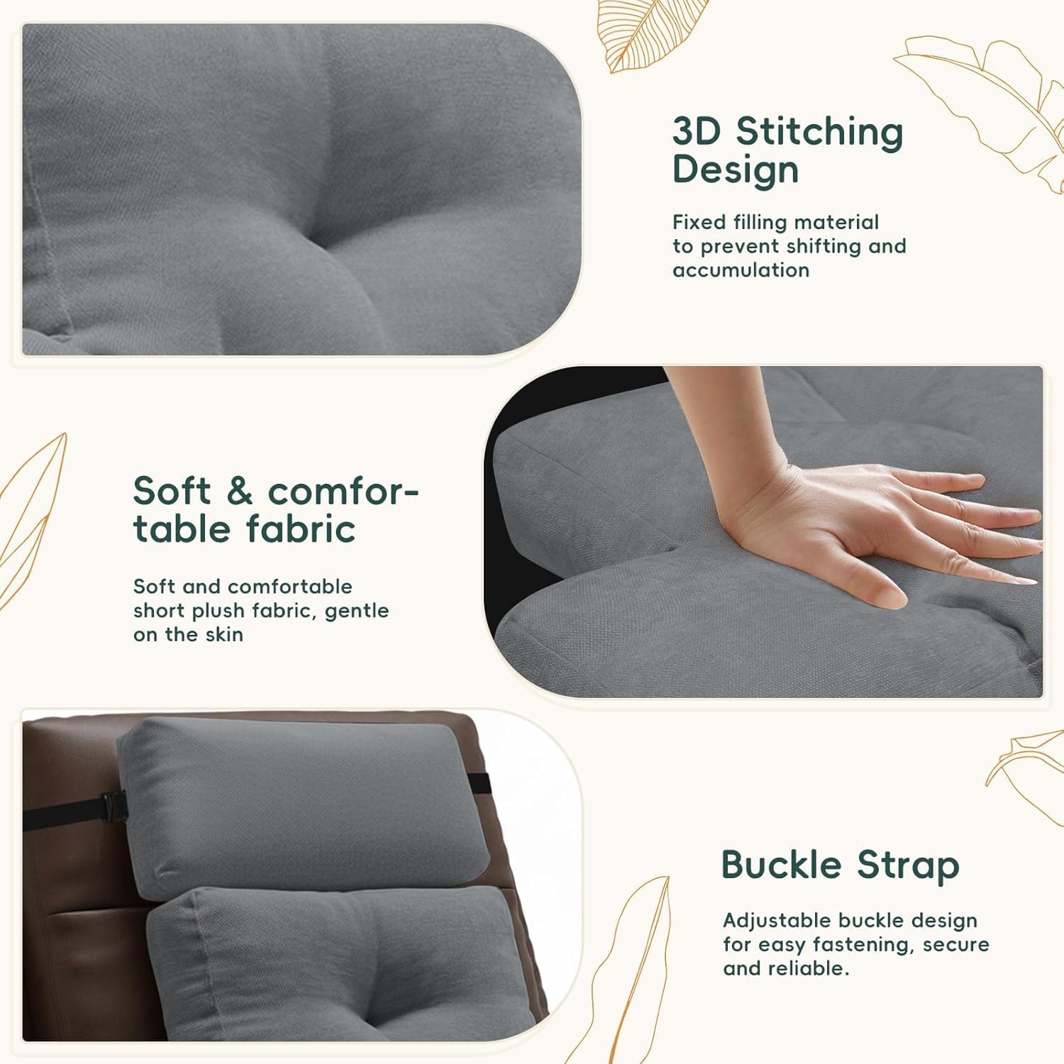 Back Support Cushion, Lumber Support Cushions with Adjustable Neck Pillow, Posture Support Side Sleeper Pillows Neck Support - Image 3