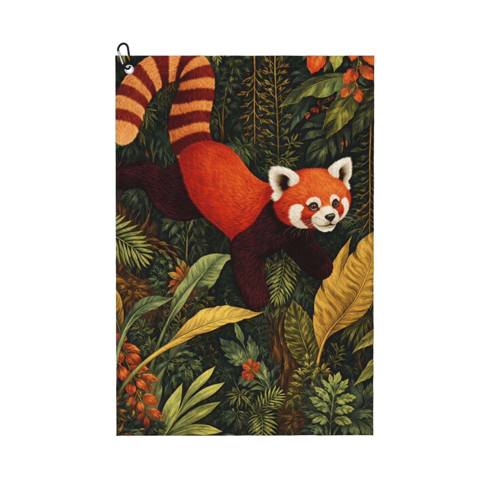 Oudrspo Adorable Lively Red Panda Multi-Functional Golf Towel | Absorbent Quick Drying 16x24in