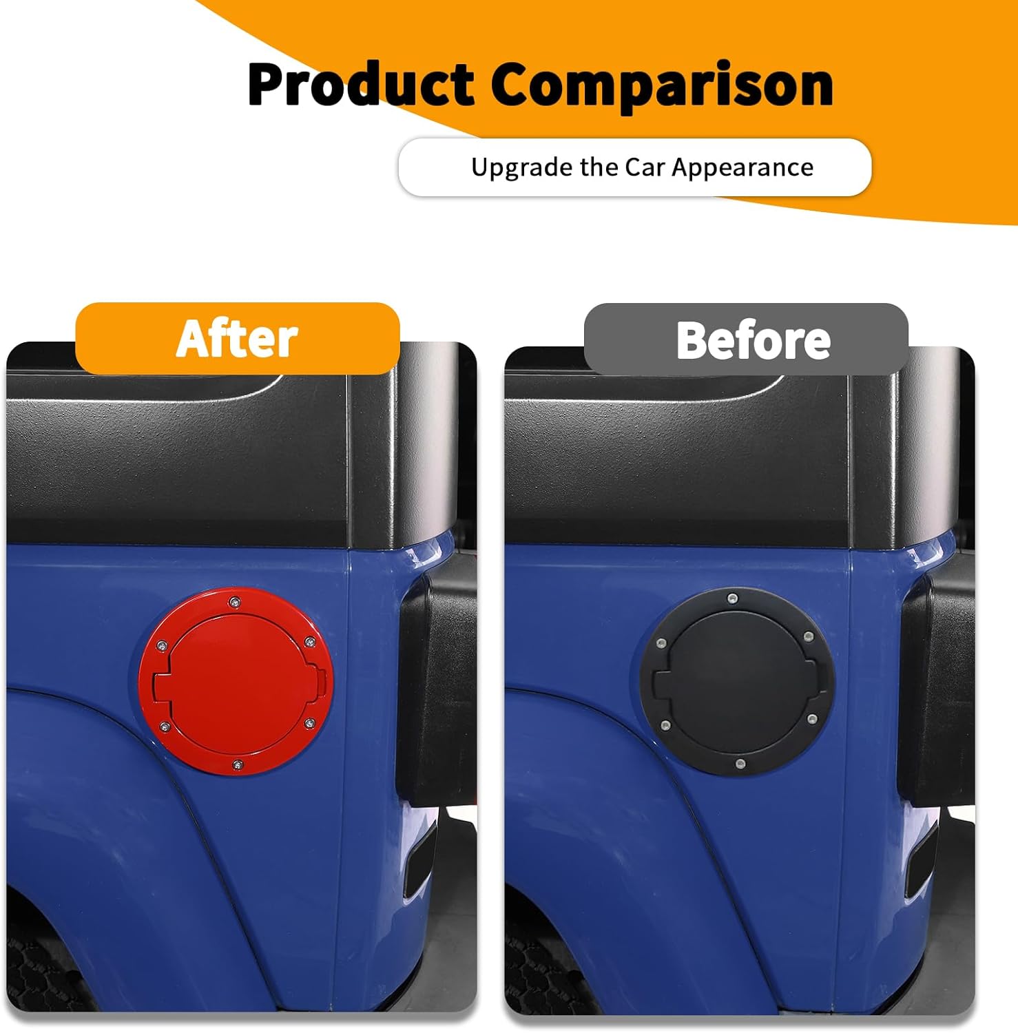 Hoolcar For JK Fuel Filler Door Cover Gas Tank Cap Cover Compatible with Jeep Wrangler JK JKU 2007-2017, Exterior Accessories, Red