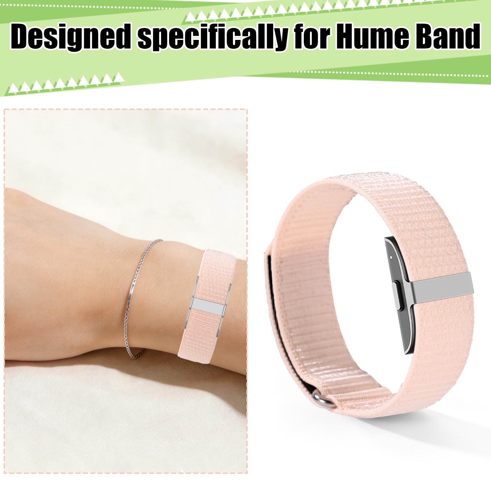 2pcs Band Replacement Strap for Hume Health Band Wrist Charger Bracelet, 26.8x2cm/10.55x0.79 Inch Breathable Visible Adjustable Nylon Loop Wristband for Sleeping Hiking Cycling Women Men Gift — view 5