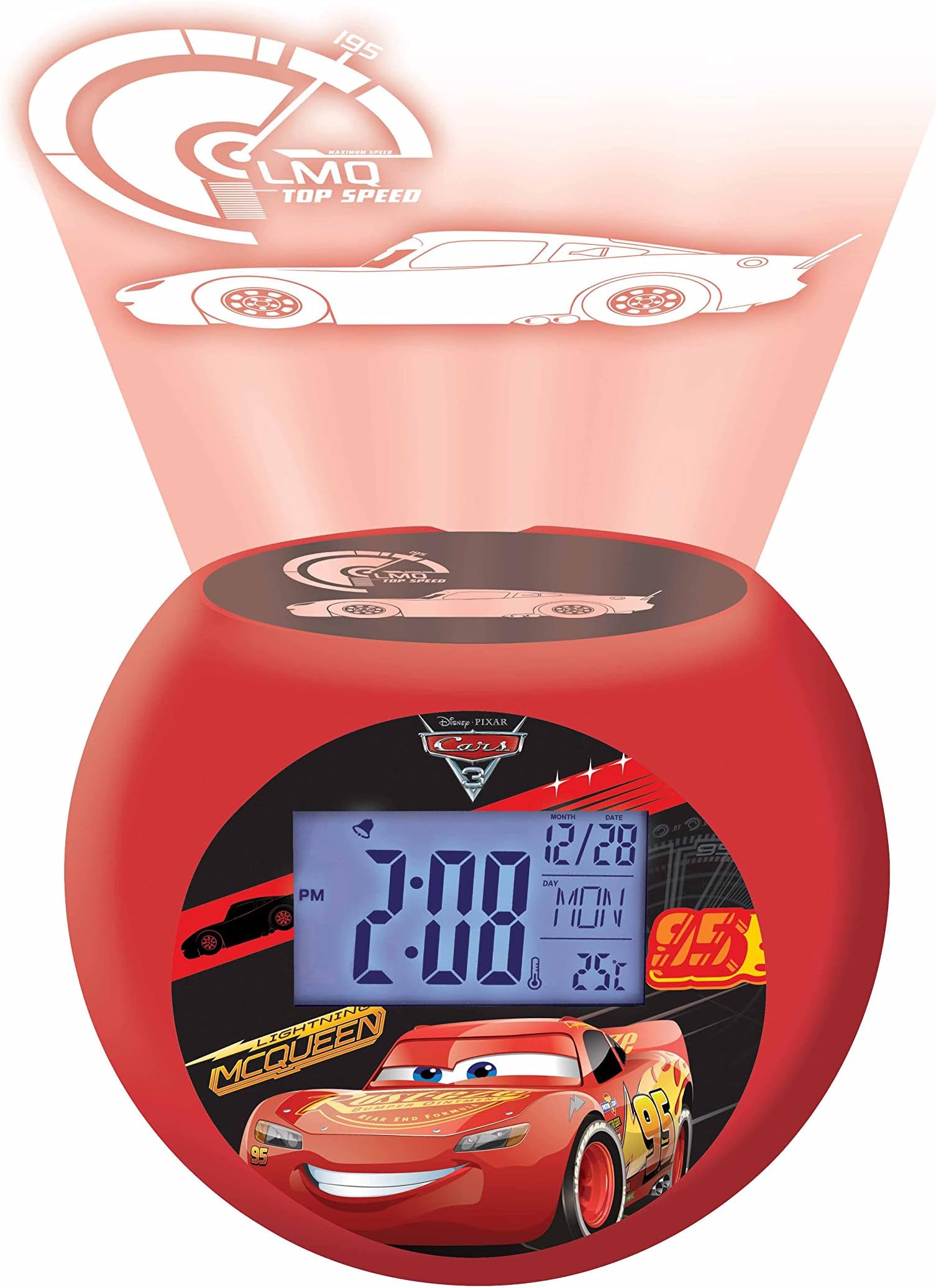 Lexibook Disney Pixar Cars 3 Lightning McQueen Radio projector clock, sound effects, battery