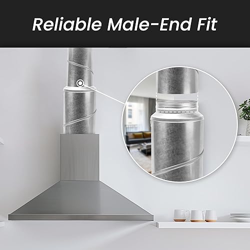 Miniatura 10 de Reductor de conductos de ventilación de 8 a 6 pulgadas - Conector redondo de acero galvanizado - Montaje de conducto - Acoplamiento de aumento del