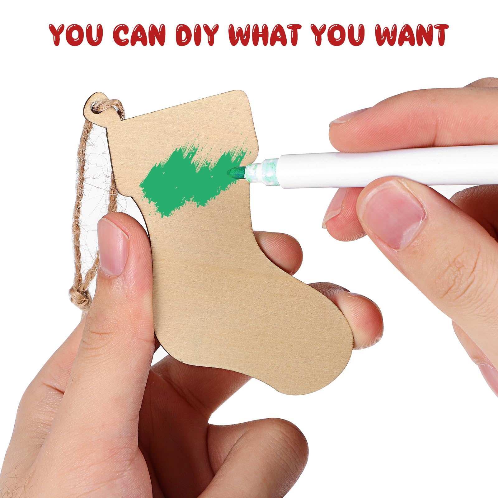 FOMIYES Christmas Wood Stockings Slices, DIY Wooden Stockings Cutouts, s en Craft, Blank Hanging Ornament - Image 3