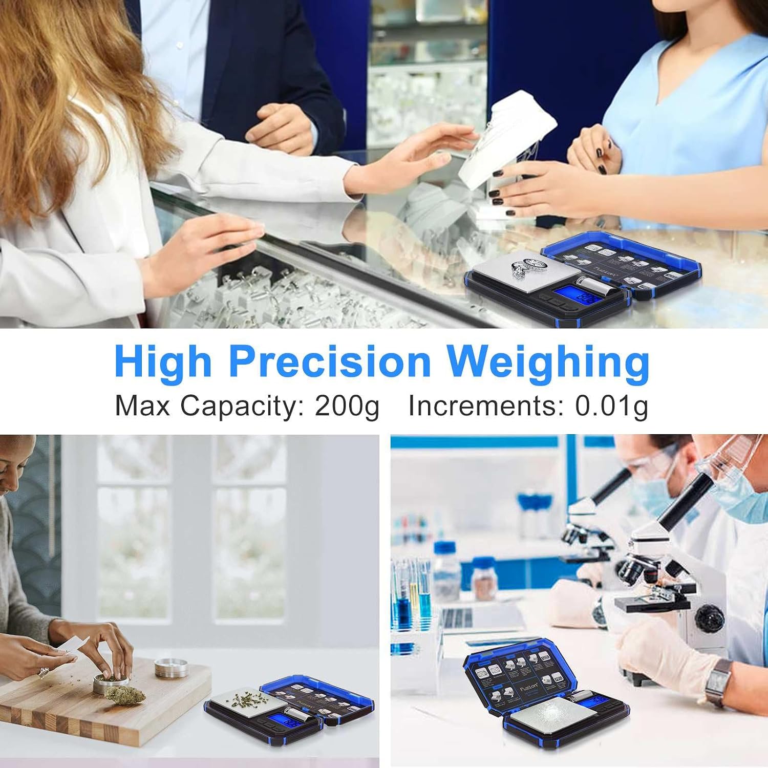 Fuzion Digital Pocket Gram Scale 200g x 0.01g with 50g Calibration Weight