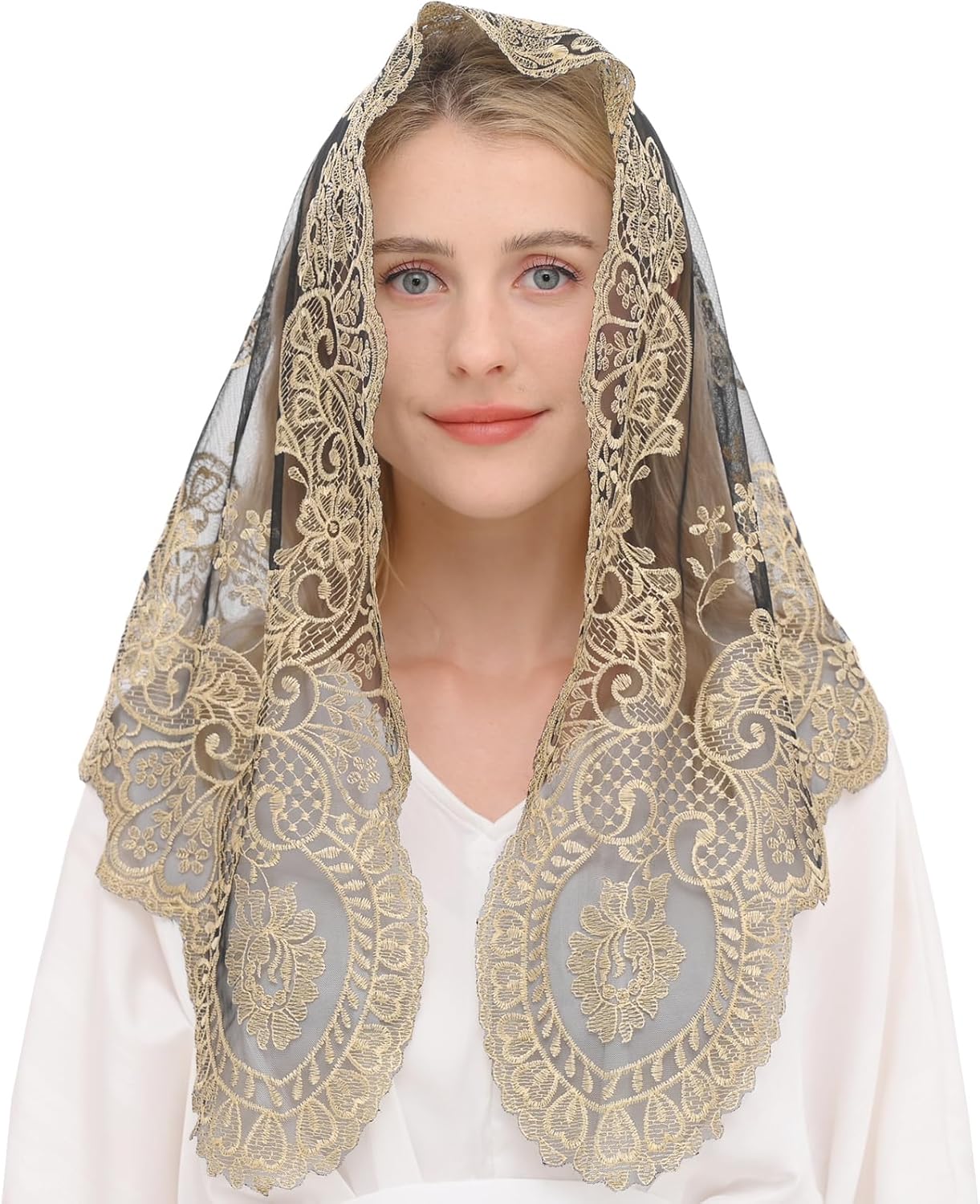Triangular Mantilla Lace Head Covering Mass Catholic Church Veils