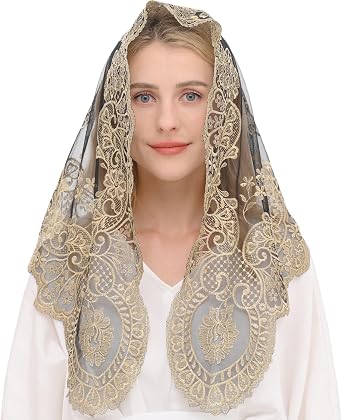 Triangular Mantilla Lace Head Covering Mass Catholic Church Veils