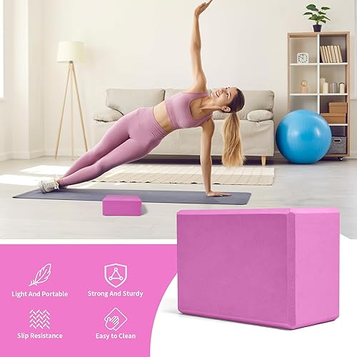 Miniatura 5 de 1 Pack Large Yoga Block 9x6x4 Inches, Sturdy Yoga Foam Blocks, High Density & Non Slip Surface for Yoga, Pilates & Stretching, Fitness Accessories