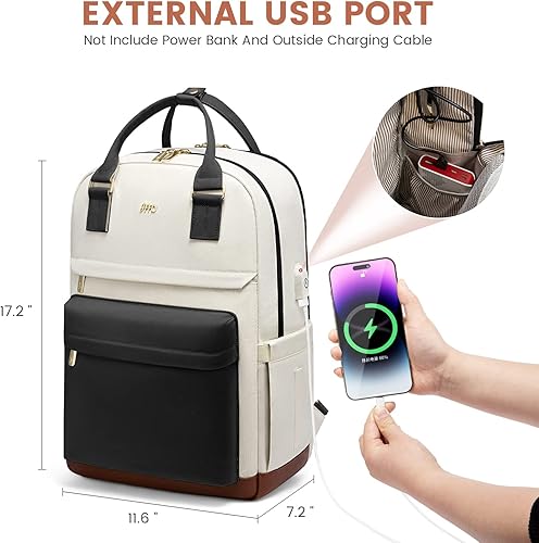 Miniatura 5 de JFFD Mochila para computadora portátil para mujeres y hombres, bolsa de viaje de moda para computadora portátil con puerto USB, mochila delgada para