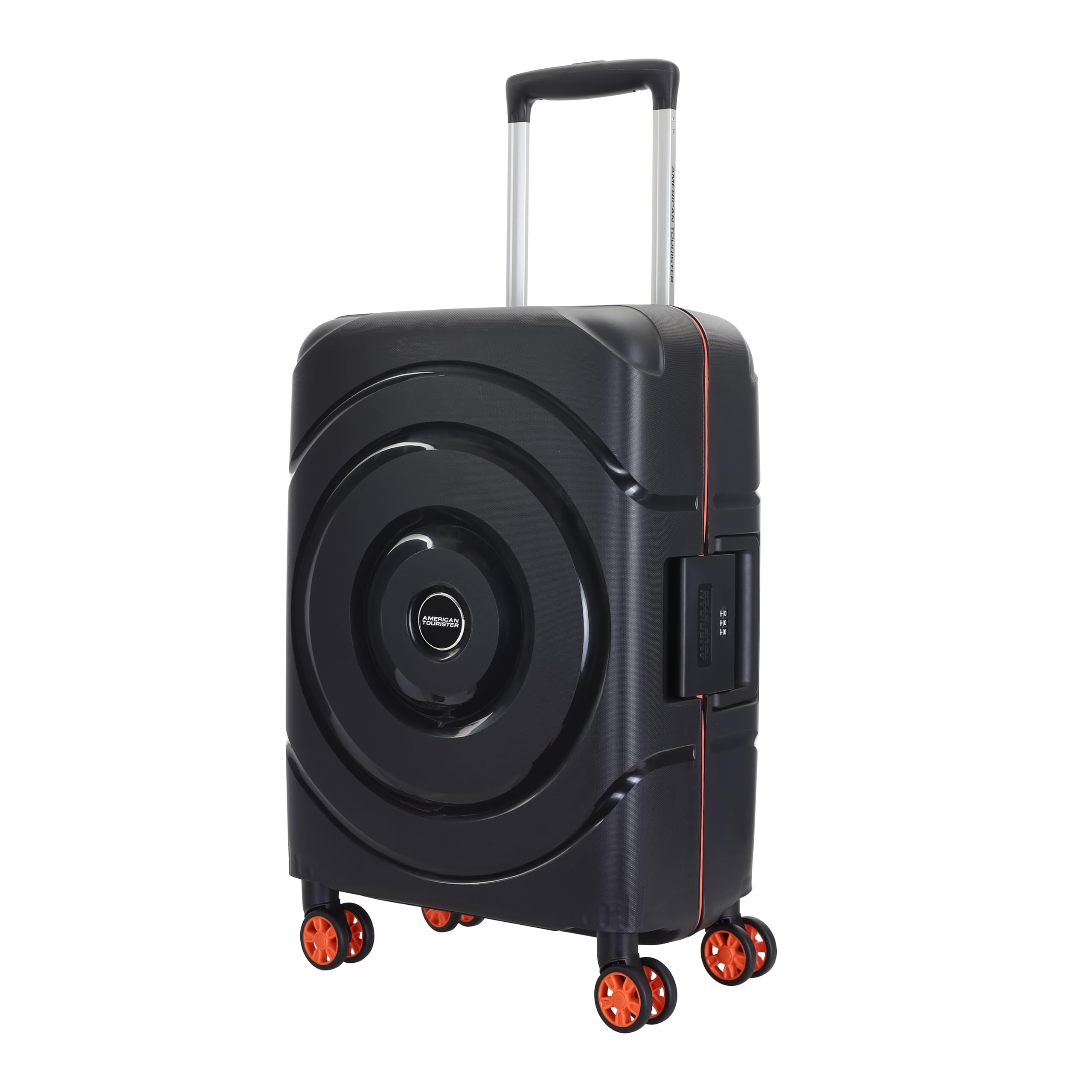 american tourister Polycarbonate Material Circurity Max 55 cm Small Hardside Cabin Suitcase with Xtrasecu 3-Point Locking System & Double Spinner 8 Wheels for Unisex - Black-picture-26
