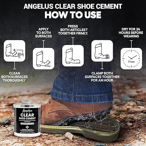Miniatura 6 de Angelus Pegamento para zapatos de 32 onzas – Adhesivo de suela transparente de resistencia industrial para tenis, botas y más, 1 cuarto de galón
