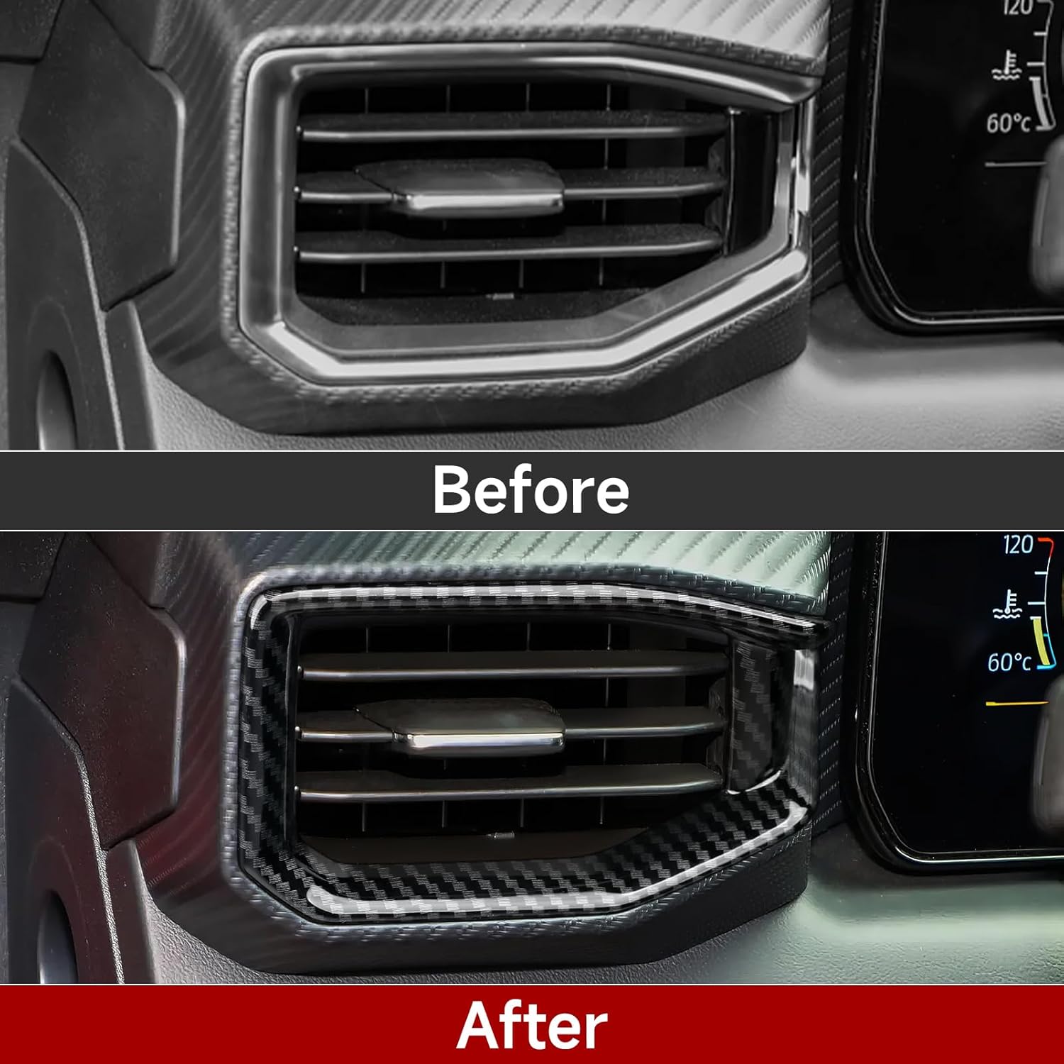 Youtaiche ABS Interior Dashboard Air Vent AC Outlet Cover Trim for 2024 2025 2026 Ford Mustang Accessories (Carbon Fiber Grain)