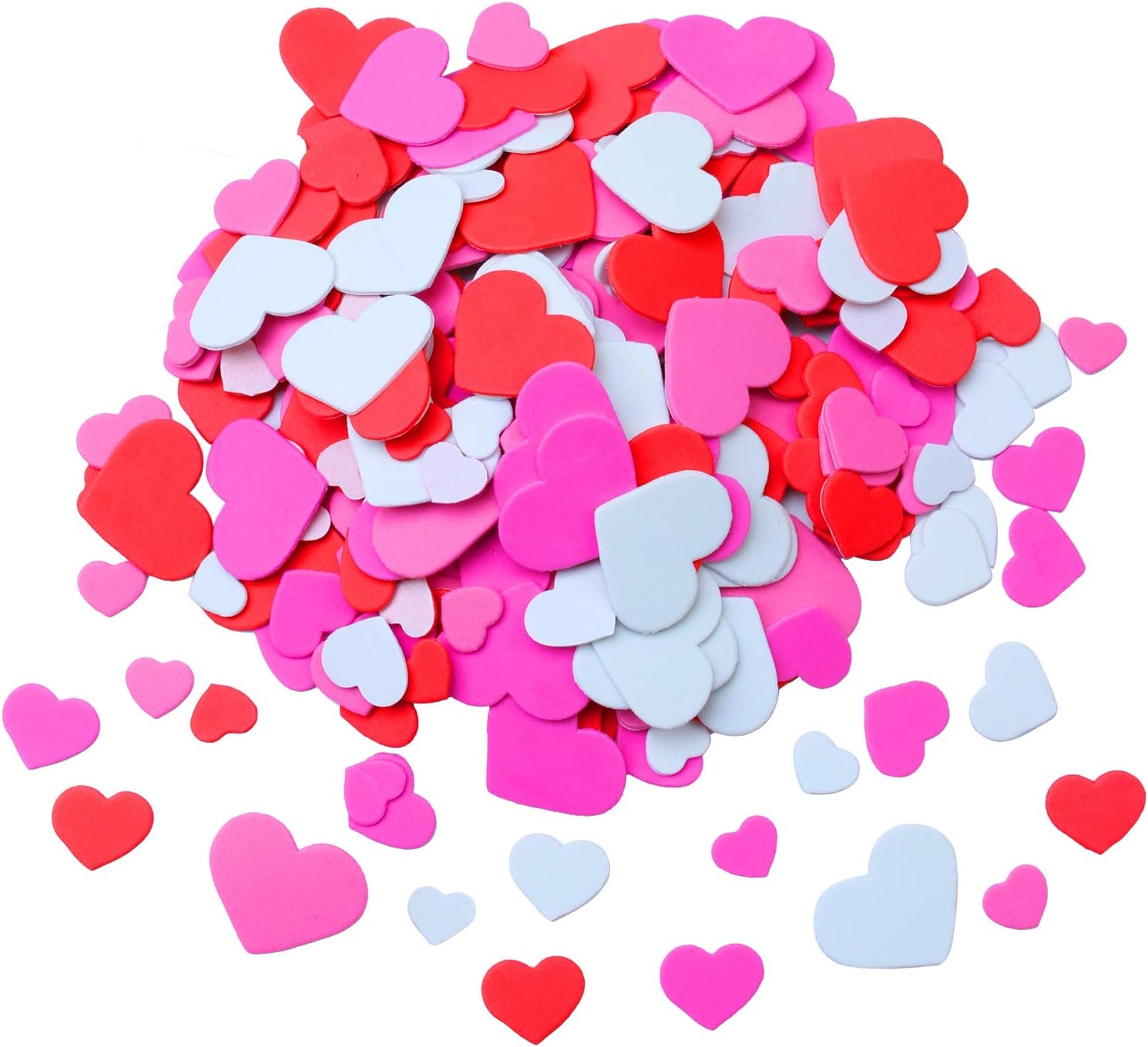 Cooraby 600 Pieces Heart Foam Stickers Self-Adhesive Heart Shapes Craft Stickers for Valentine's Day, Wedding Decoration or Card Making