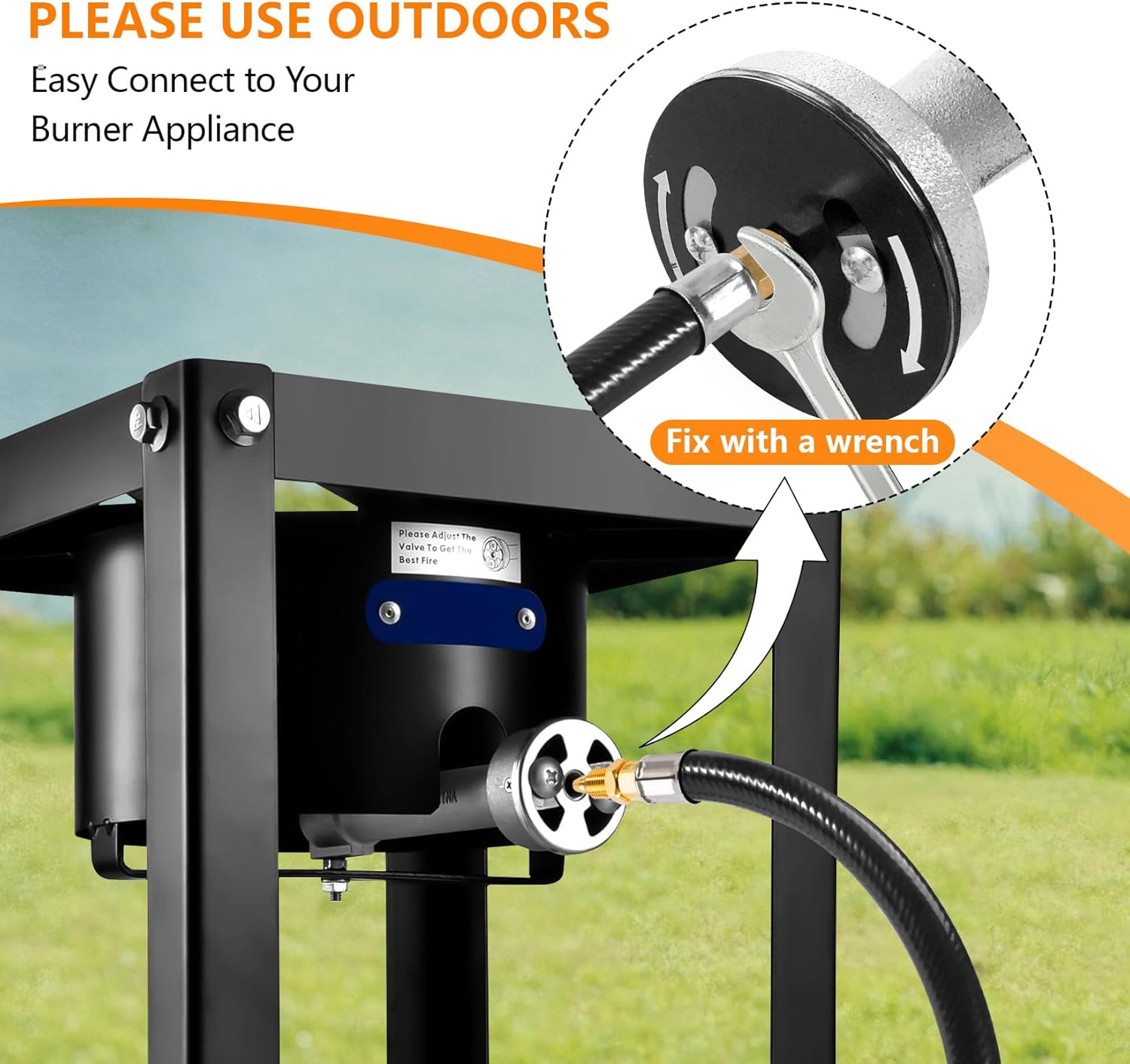 GasSaf 6FT Adjustable High Pressure Propane Regulator, Propane Hose with Regulator for Turkey Fryer, Turkey Fryer，Fish Fryer，Propane Burner and More