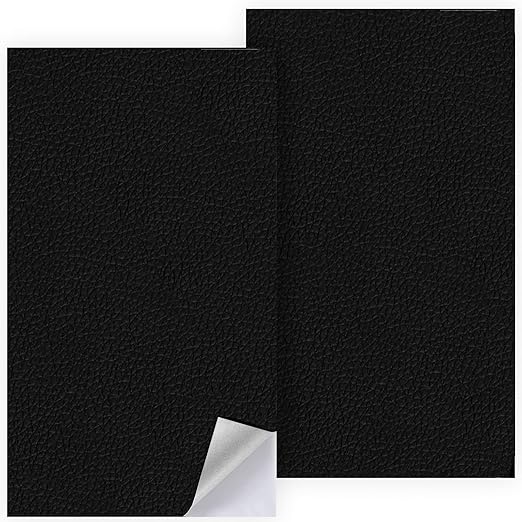 OAZ Toppa Adesiva In Pelle Per Riparazioni - 40x80 Cm, Foglio Ecopelle Autoadesiva Per Divani, Auto, Borse E Giacche - Nero