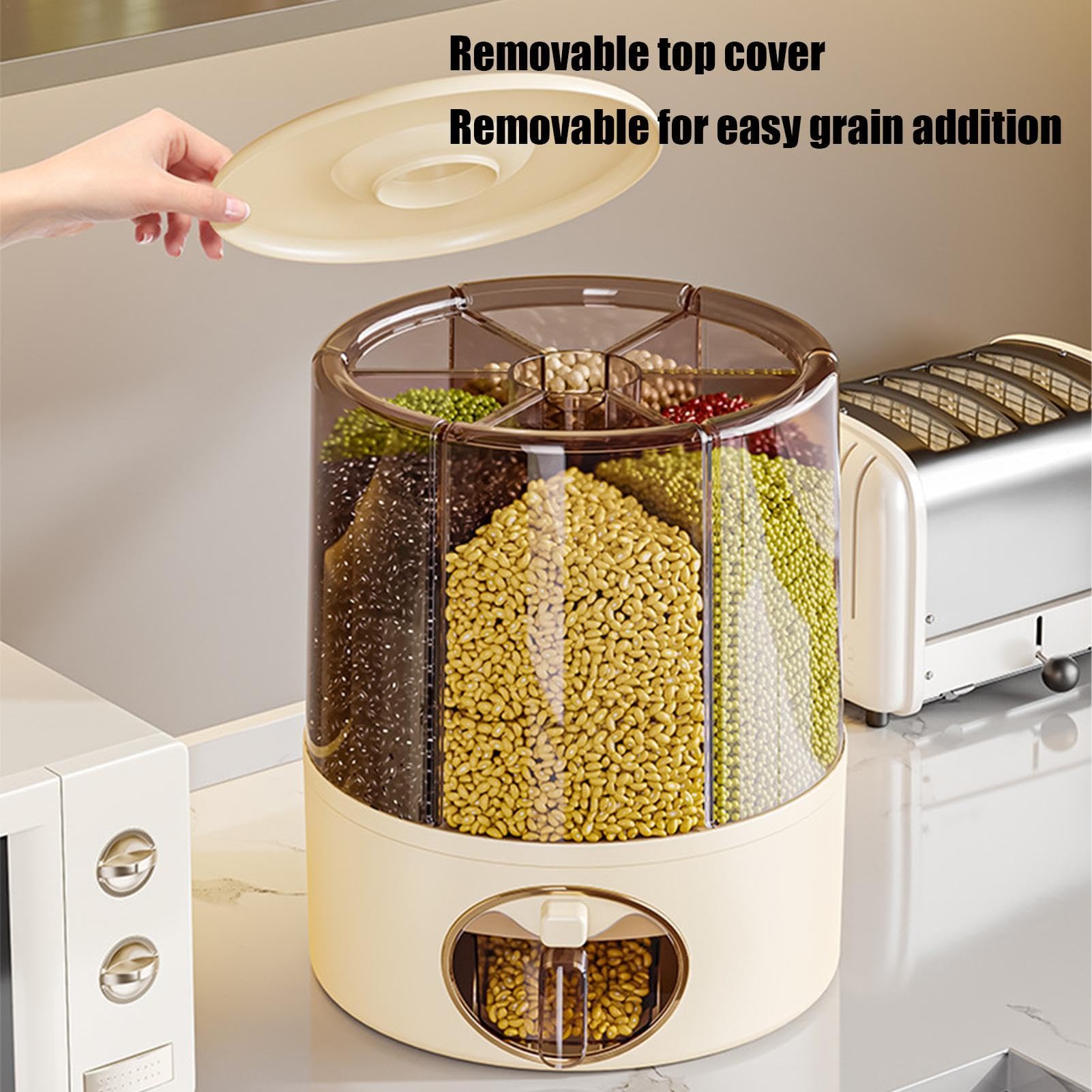 Dispenser di riso girevole, dispenser per riso con 1 , comodo