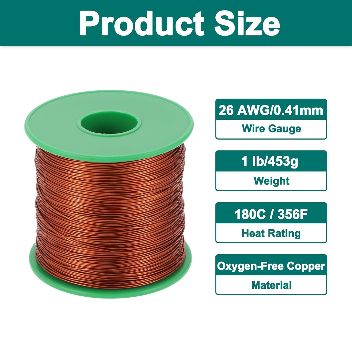 MECCANIXITY 26 AWG Magnet Wire, 26 Gauge Enameled Copper Wire, 1 Lb Magnetic Coil Wire for Transformer, Motor, Electric, 180C(356F),Brown